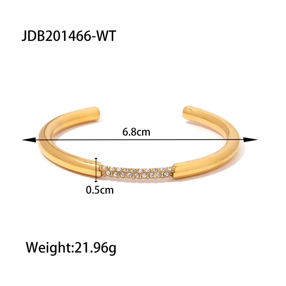 18K Gold Color Waterproof Stainless Steel Cuff Open Bracelet Bangle - WS JewelleryStainless Steel