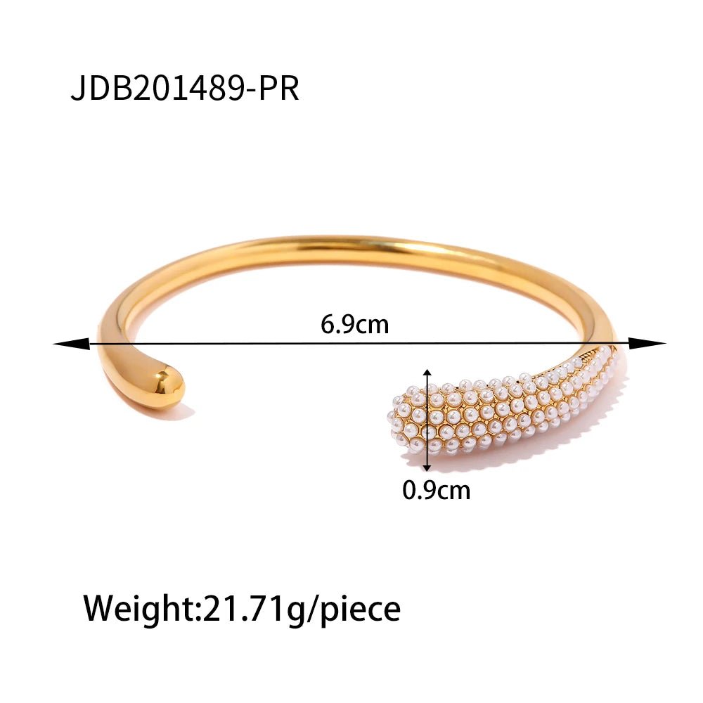 18K Gold Color Waterproof Stainless Steel Cuff Open Bracelet Bangle - WS JewelleryStainless Steel