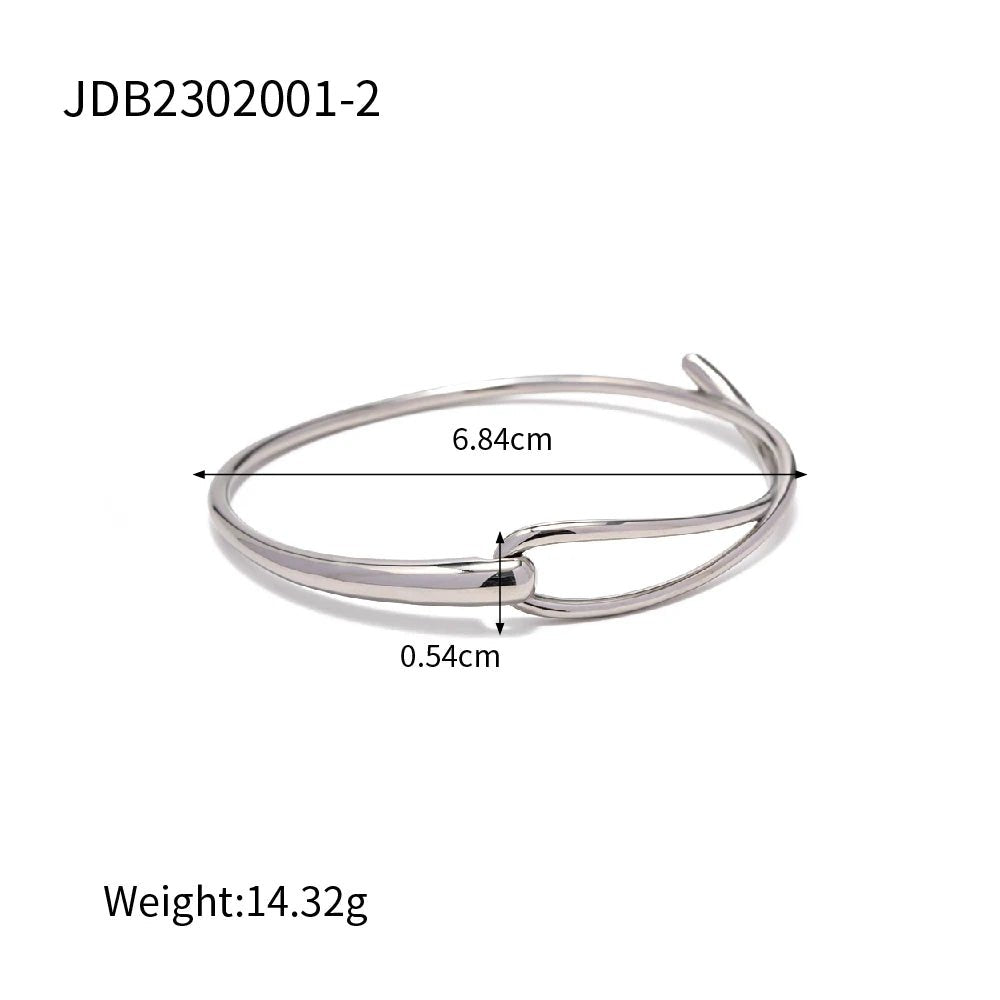 18K Gold Color Waterproof Stainless Steel Cuff Open Bracelet Bangle - WS JewelleryStainless Steel