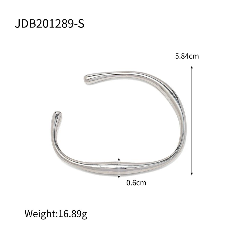 18K Gold Color Waterproof Stainless Steel Cuff Open Bracelet Bangle - WS JewelleryStainless Steel