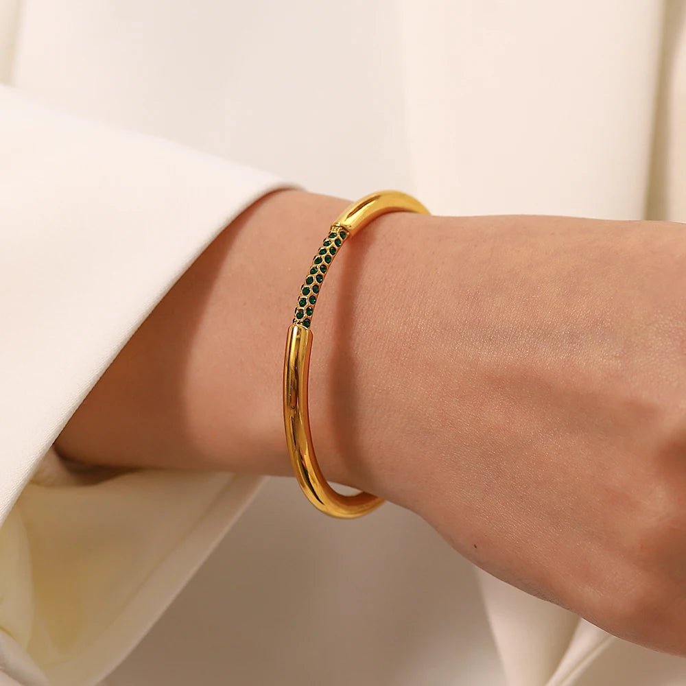 18K Gold Color Waterproof Stainless Steel Cuff Open Bracelet Bangle - WS JewelleryStainless Steel
