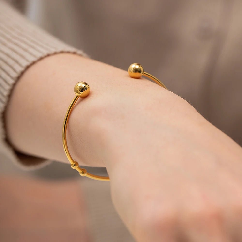 18K Gold Color Waterproof Stainless Steel Cuff Open Bracelet Bangle - WS JewelleryStainless Steel