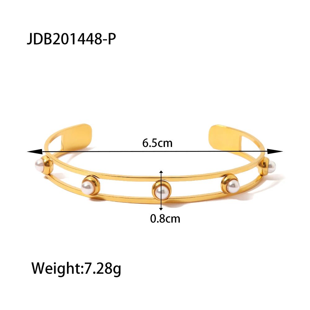 18K Gold Color Waterproof Stainless Steel Cuff Open Bracelet Bangle - WS JewelleryStainless Steel