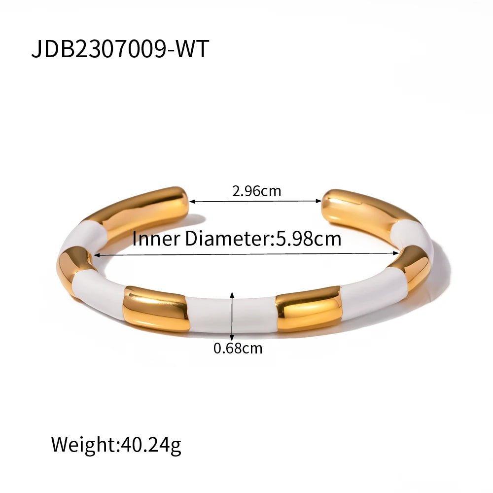 18K GP Stainless Steel Black And White Cuff Bangles - WS JewelleryStainless Steel