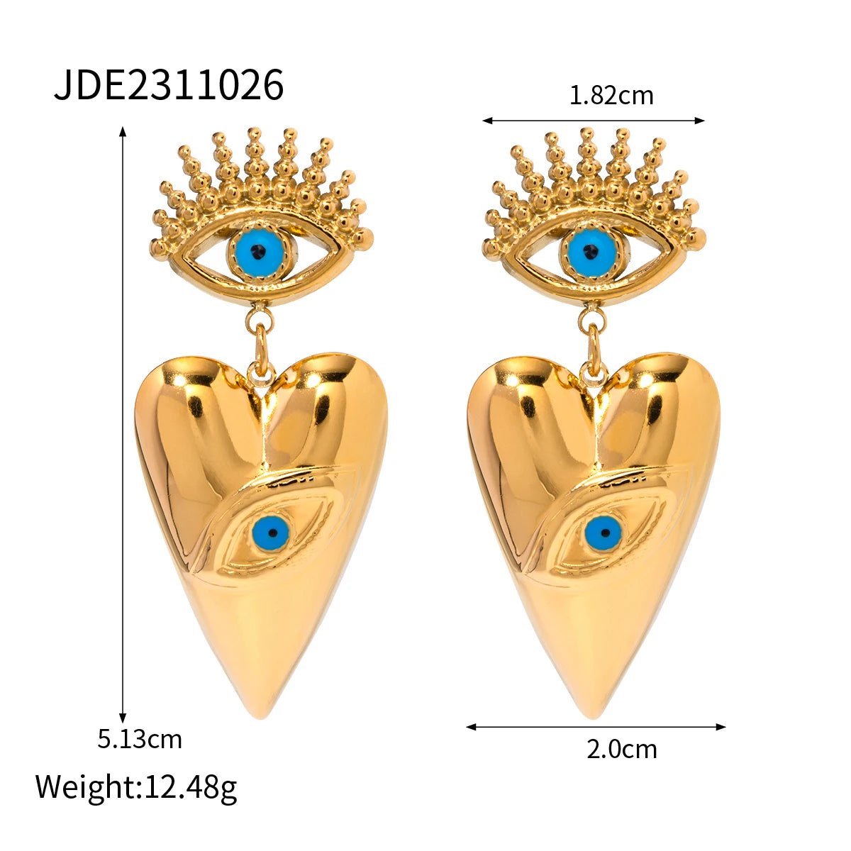 18k GP Stainless Steel Heart Eye Earrings - WS JewelleryStainless Steel
