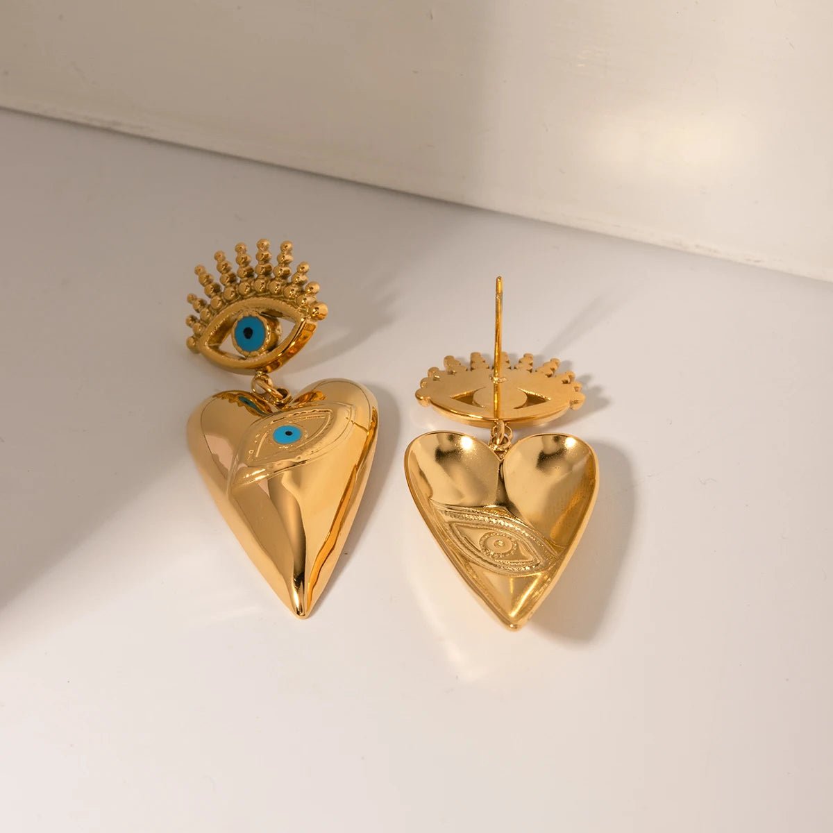 18k GP Stainless Steel Heart Eye Earrings - WS JewelleryStainless Steel