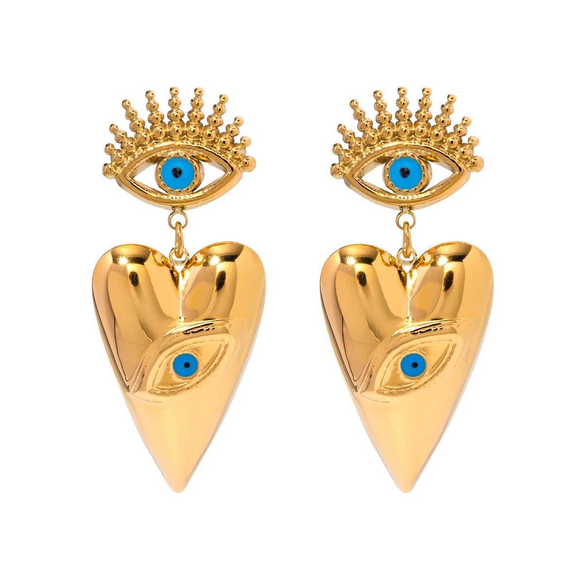 18k GP Stainless Steel Heart Eye Earrings - WS JewelleryStainless Steel