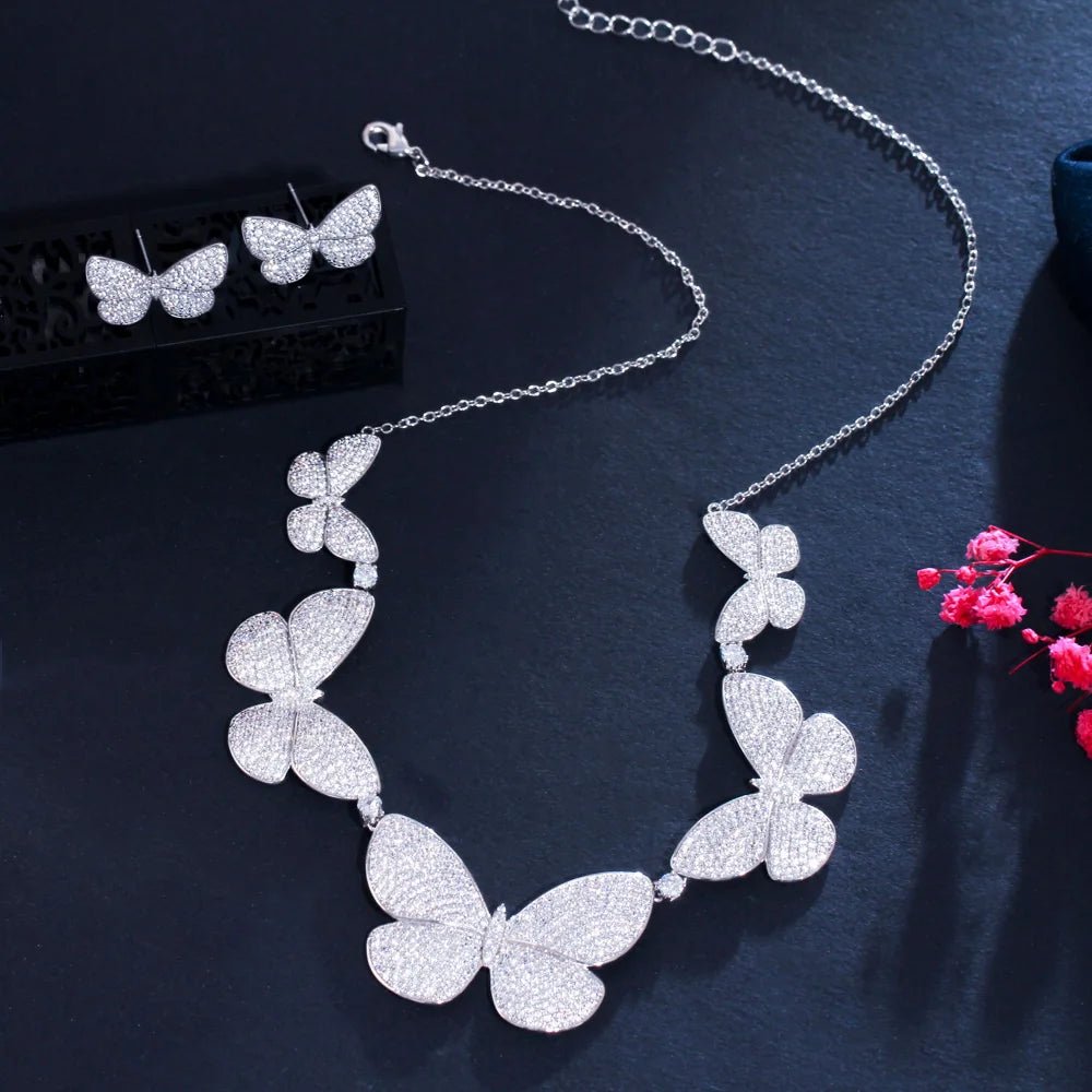 Jewellery Set2Pcs Designer Chic Big Butterfly Bridal Necklace and Earrings Jewelry Set T552 - WS JewelleryBridal Jewelery SetElegant Jewelery SetJewelery Set