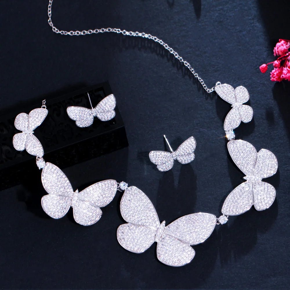 Jewellery Set2Pcs Designer Chic Big Butterfly Bridal Necklace and Earrings Jewelry Set T552 - WS JewelleryBridal Jewelery SetElegant Jewelery SetJewelery Set