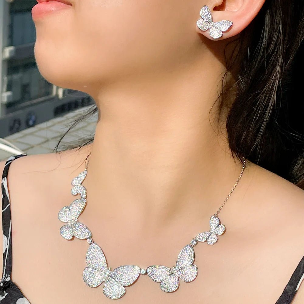 Jewellery Set2Pcs Designer Chic Big Butterfly Bridal Necklace and Earrings Jewelry Set T552 - WS JewelleryBridal Jewelery SetElegant Jewelery SetJewelery Set