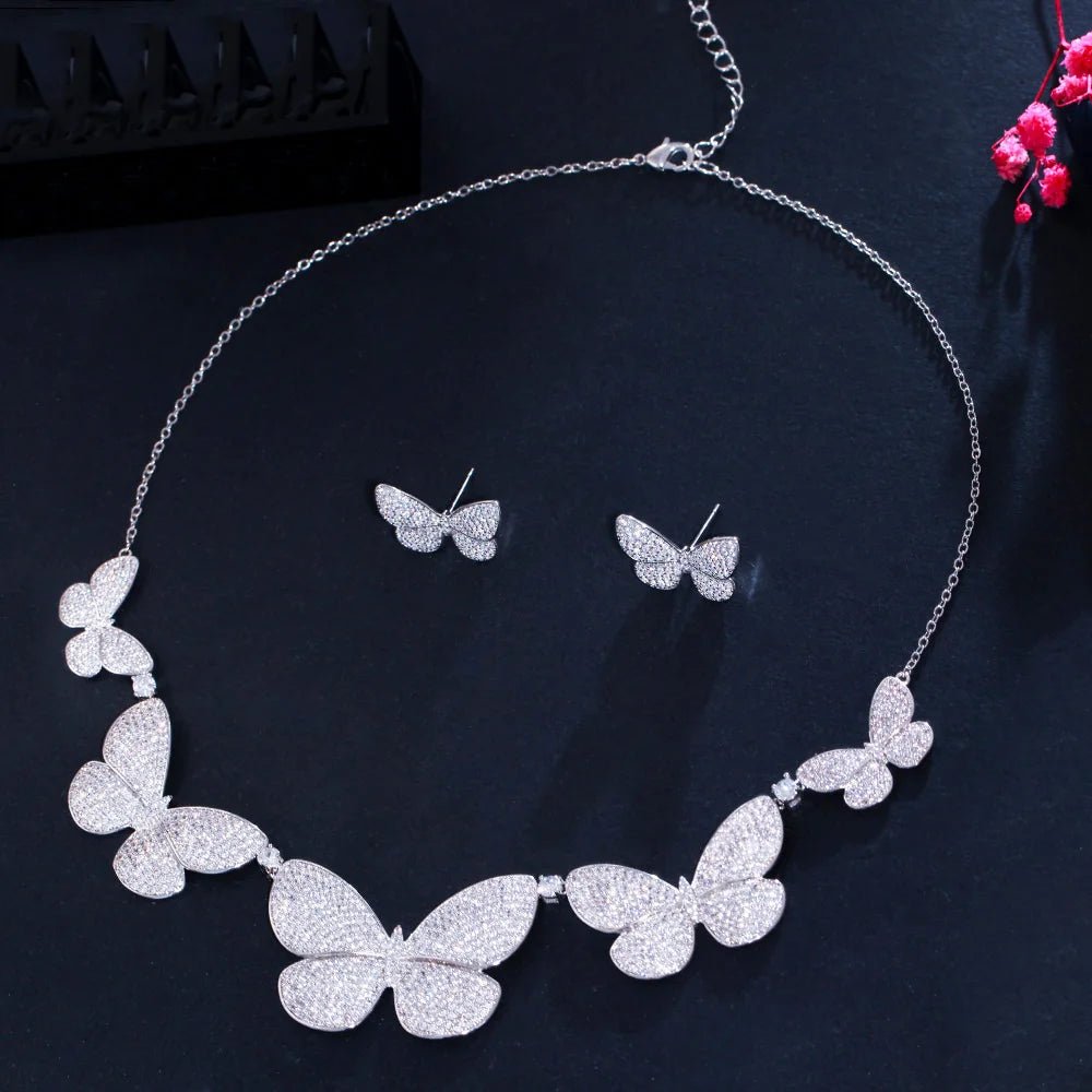 Jewellery Set2Pcs Designer Chic Big Butterfly Bridal Necklace and Earrings Jewelry Set T552 - WS JewelleryBridal Jewelery SetElegant Jewelery SetJewelery Set