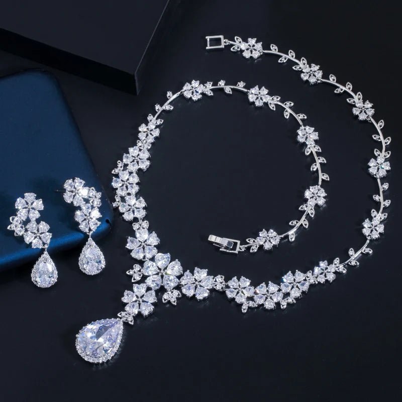 Jewellery Set2Pcs Flower Drop Jewelry Set T108 - WS JewelleryBridal Jewelery SetElegant Jewelery SetJewelery Set