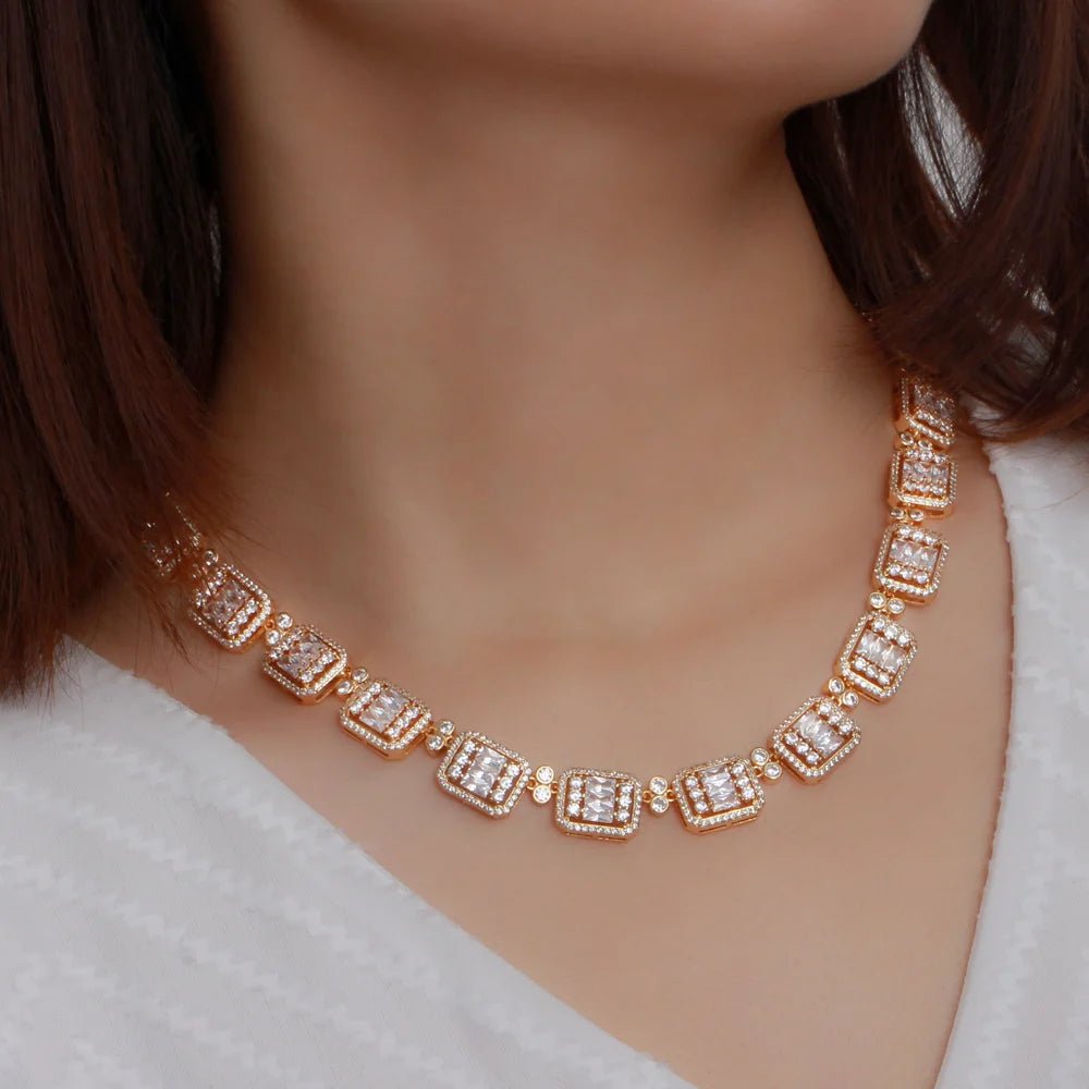 Jewellery Set2Pcs Shiny Cube Bridal Necklace Jewelry Set T496 - WS JewelleryBridal Jewelery SetElegant Jewelery SetJewelery Set