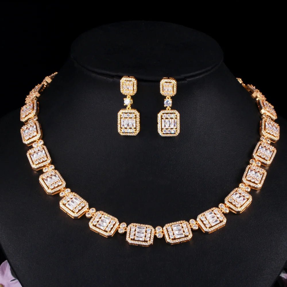 Jewellery Set2Pcs Shiny Cube Bridal Necklace Jewelry Set T496 - WS JewelleryBridal Jewelery SetElegant Jewelery SetJewelery Set