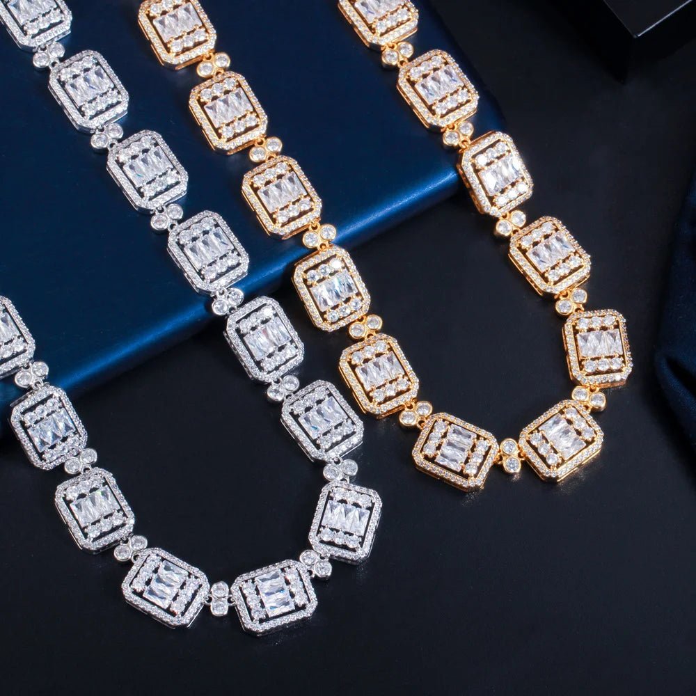 Jewellery Set2Pcs Shiny Cube Bridal Necklace Jewelry Set T496 - WS JewelleryBridal Jewelery SetElegant Jewelery SetJewelery Set