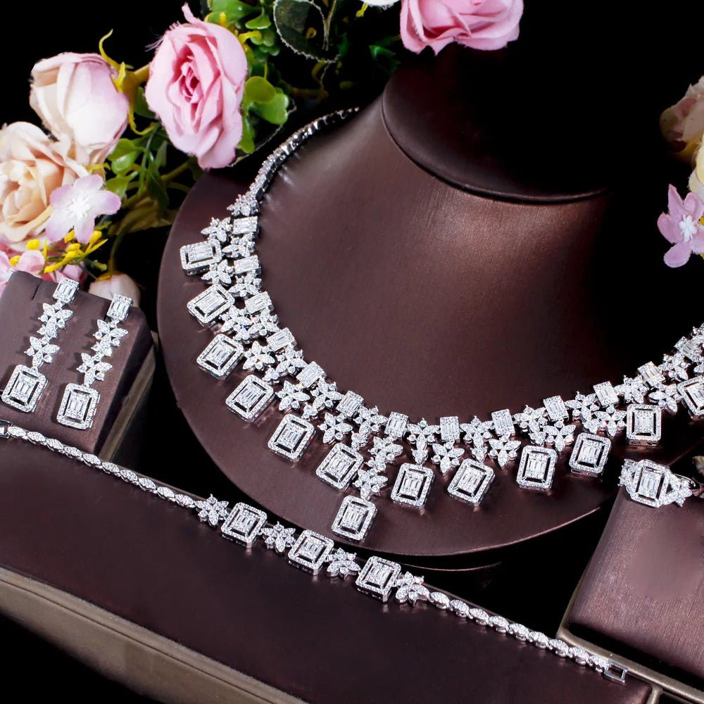 Jewellery Set4Pcs Square Banquet Bridal Jewelry Sets T648 - WS JewelleryBridal Jewelery SetElegant Jewelery SetJewellery Set