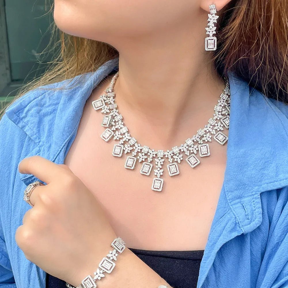 Jewellery Set4Pcs Square Banquet Bridal Jewelry Sets T648 - WS JewelleryBridal Jewelery SetElegant Jewelery SetJewellery Set