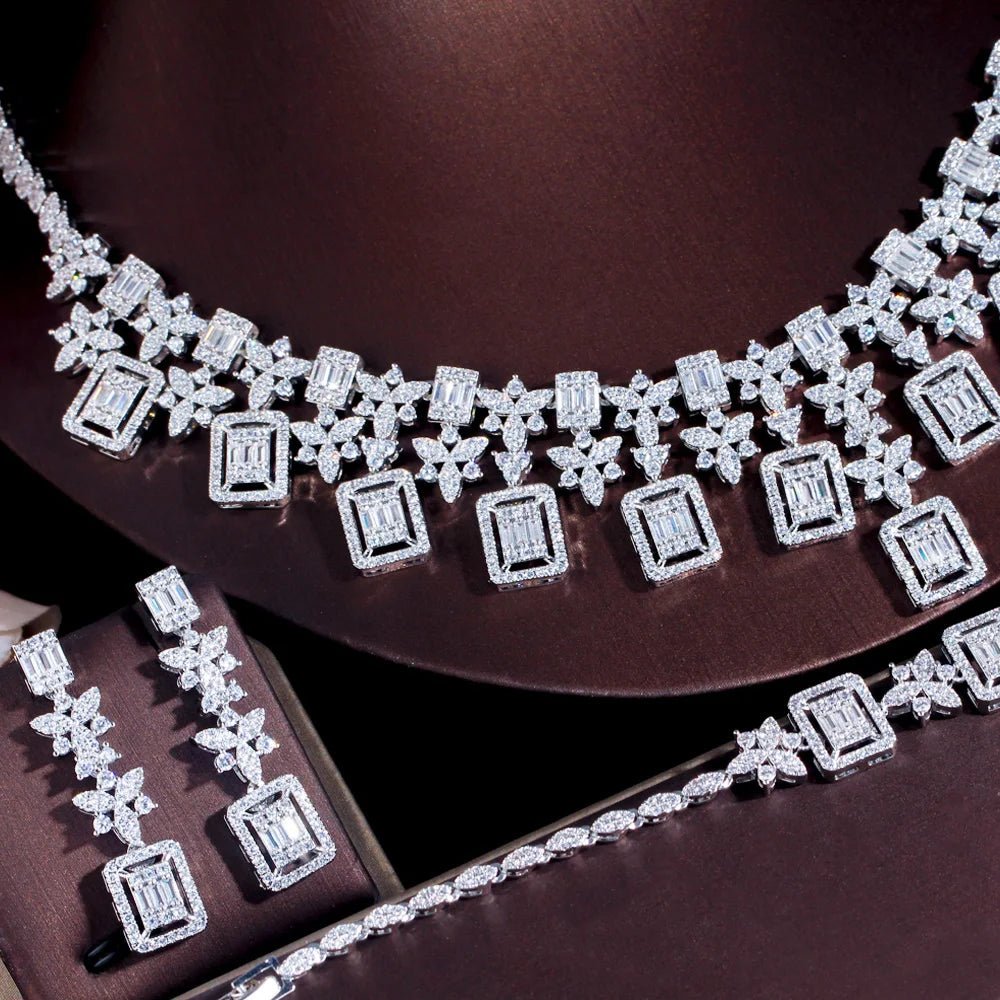 Jewellery Set4Pcs Square Banquet Bridal Jewelry Sets T648 - WS JewelleryBridal Jewelery SetElegant Jewelery SetJewellery Set