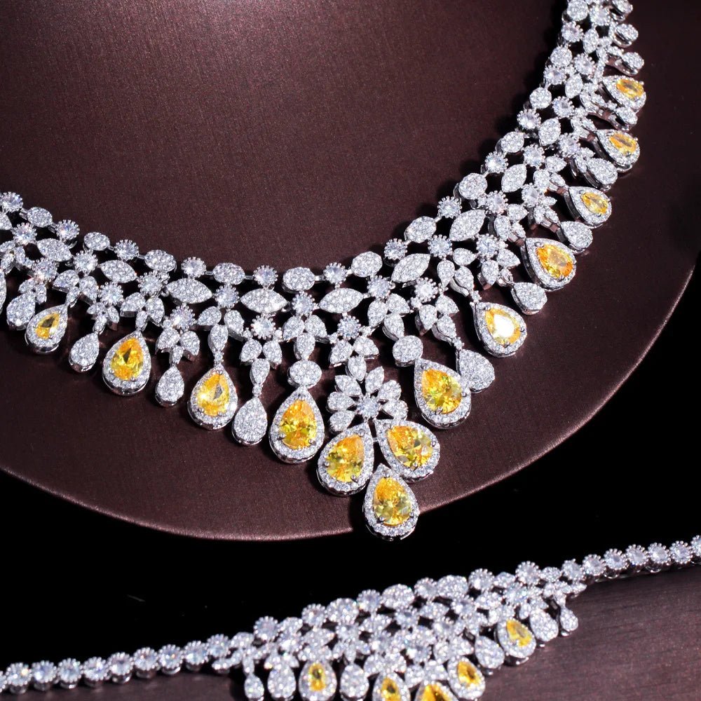Jewellery Set4pcs Yellow Dangle Drop Jewelry Set T608 - WS JewelleryBridal Jewelery SetElegant Jewelery SetJewelery Set