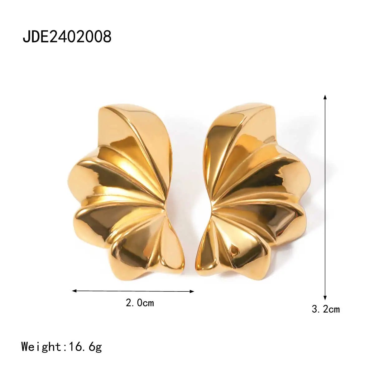 Bat Wings Stainless Steel Chunky Stud Earrings - WS JewelleryStainless Steel
