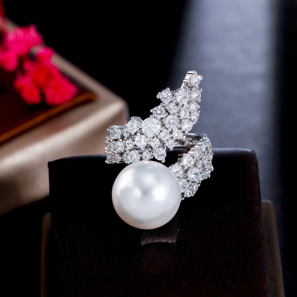 RingsBig Pearl Bridal Rings R230 - WS JewelleryBridal RingCocktail RingRing