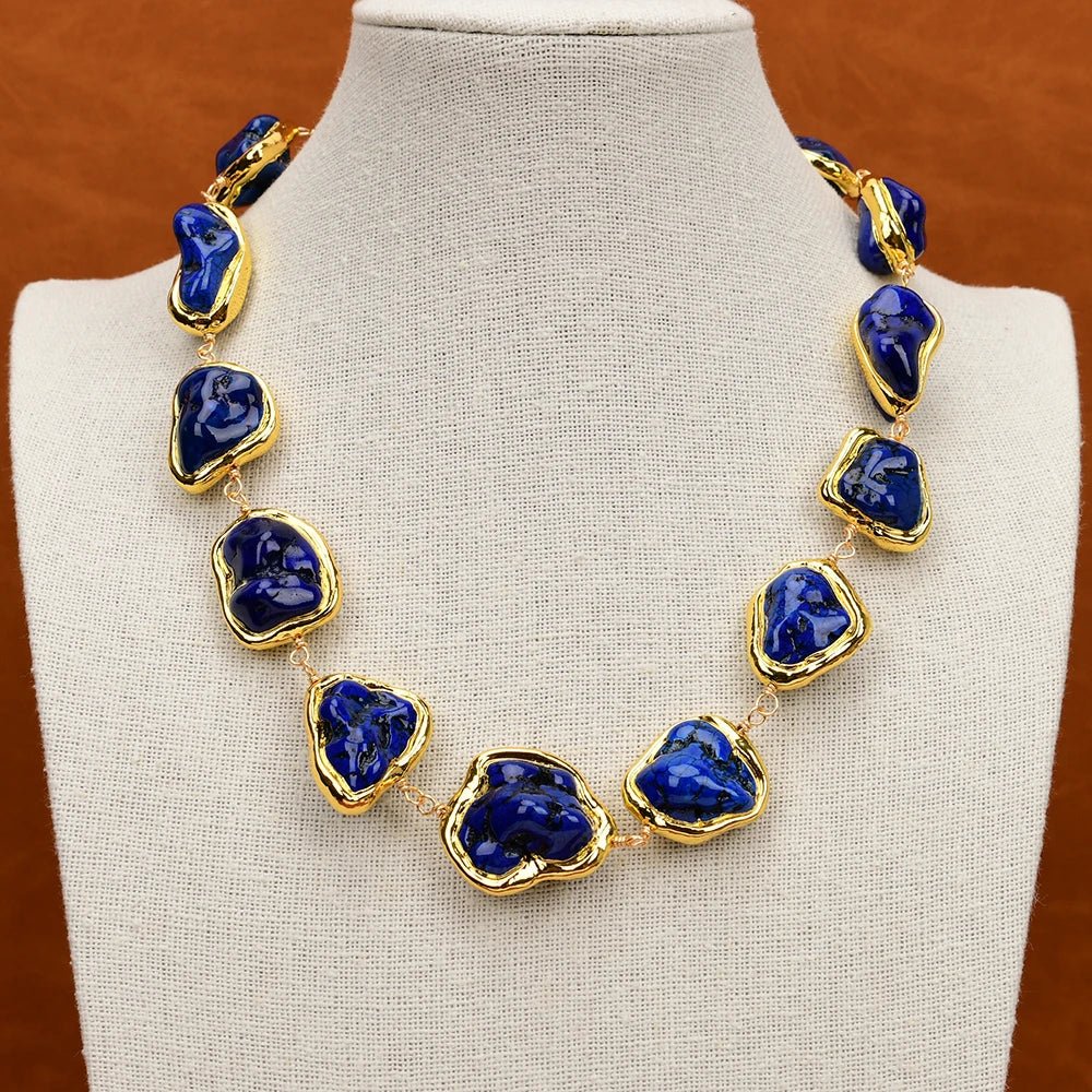 NecklacesBlue Turquoise Gold Plated Beads Choker Necklace - WS JewelleryNatural Stone ColelctionNecklace