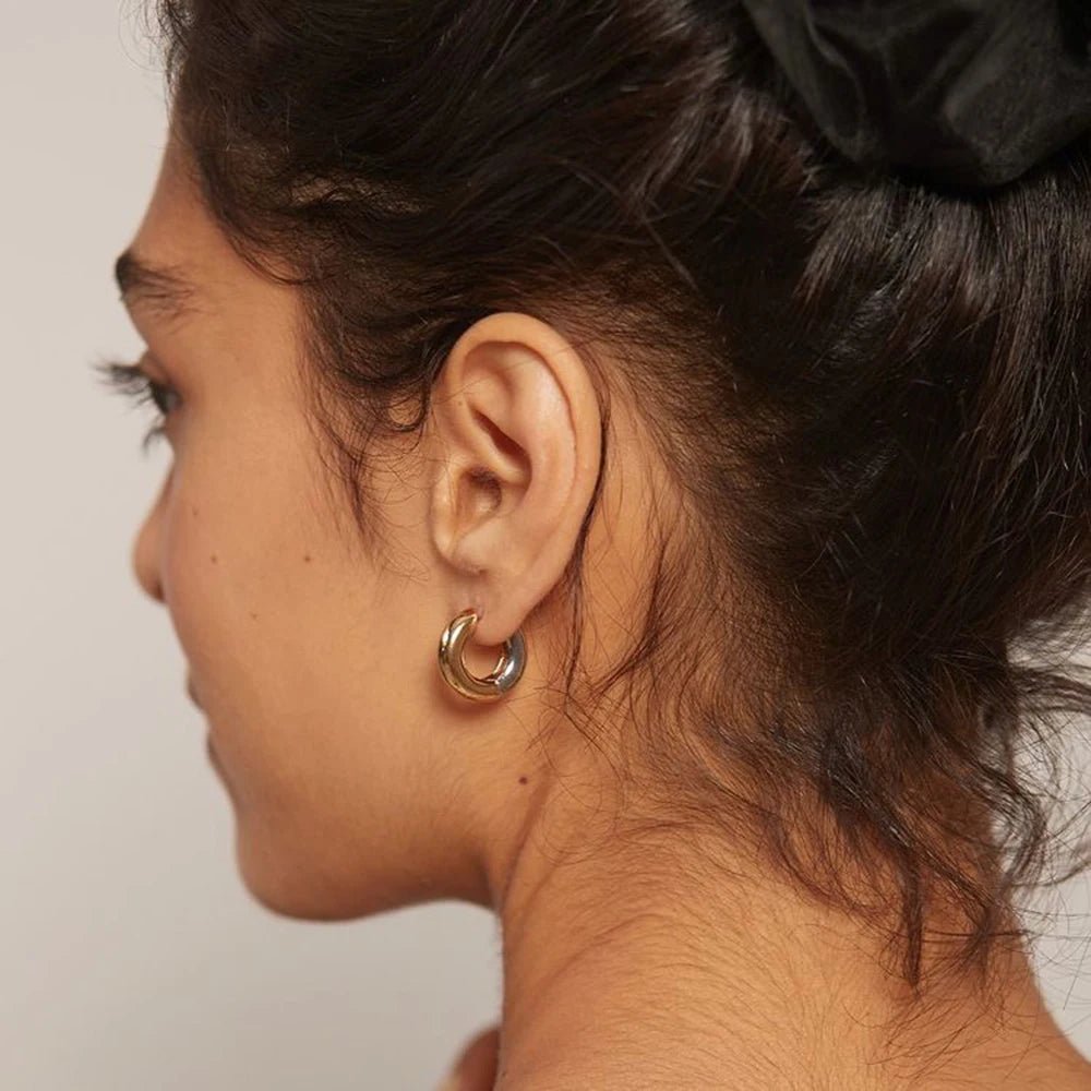 Classic 4MM Gold Silver Color Stainless Steel Hoop Earrings - WS JewelleryStainless Steel