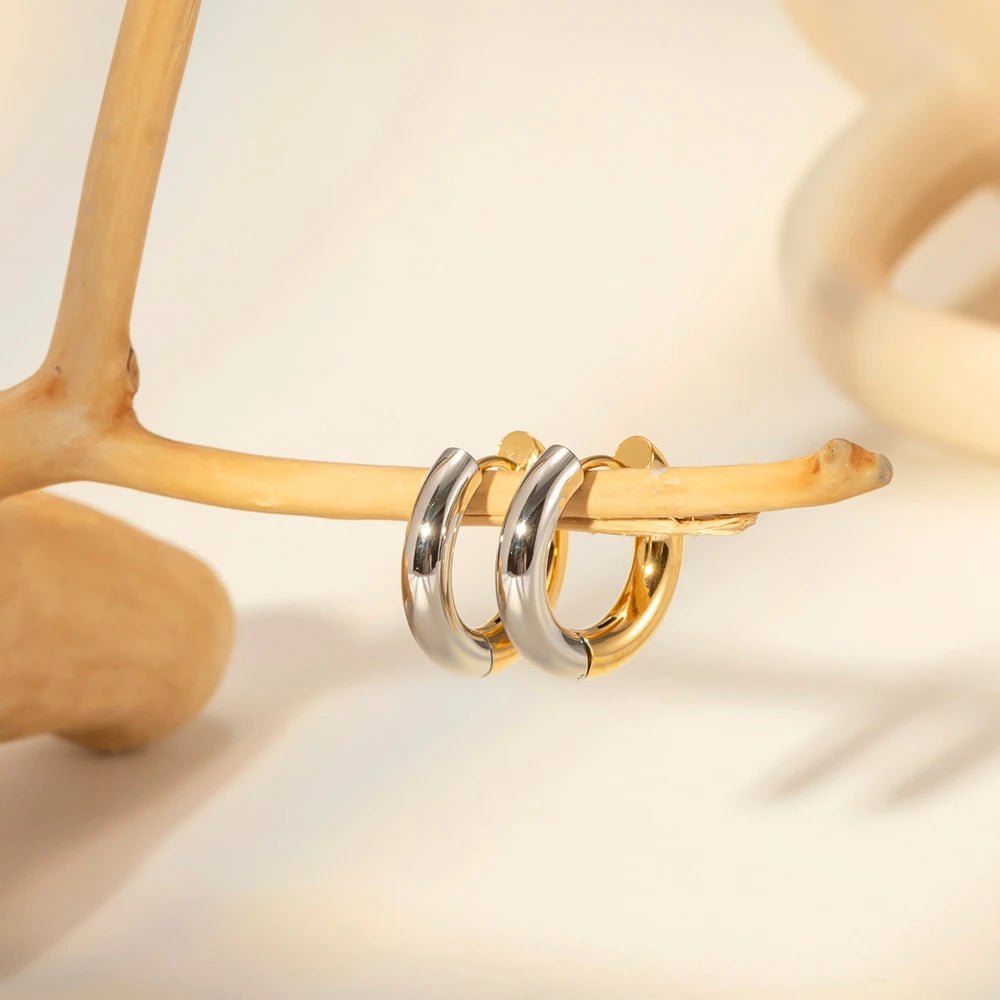 Classic 4MM Gold Silver Color Stainless Steel Hoop Earrings - WS JewelleryStainless Steel