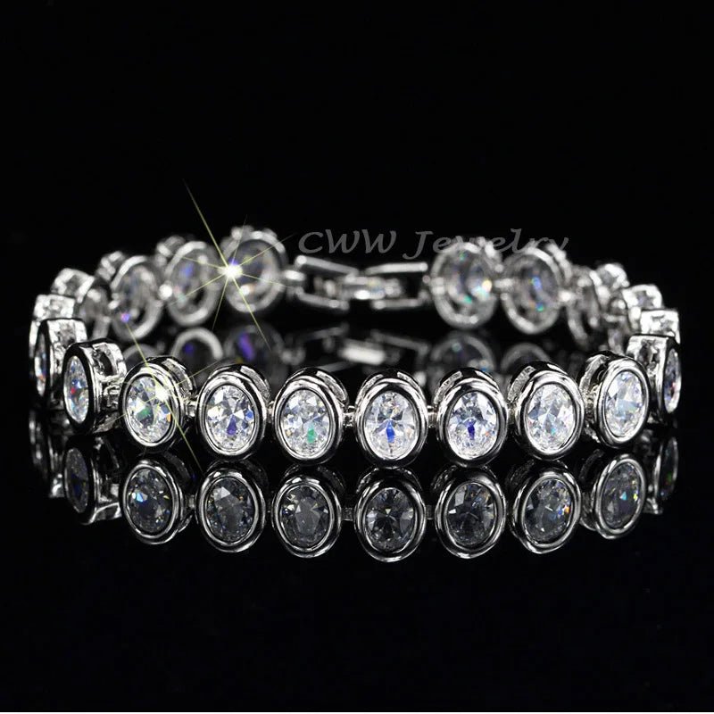 BraceletsClassic Oval Cut Round Bracelet CB181 - WS JewelleryBraceletBridal BraceletTennis Bracelet