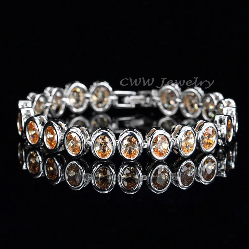 BraceletsClassic Oval Cut Round Bracelet CB181 - WS JewelleryBraceletBridal BraceletTennis Bracelet