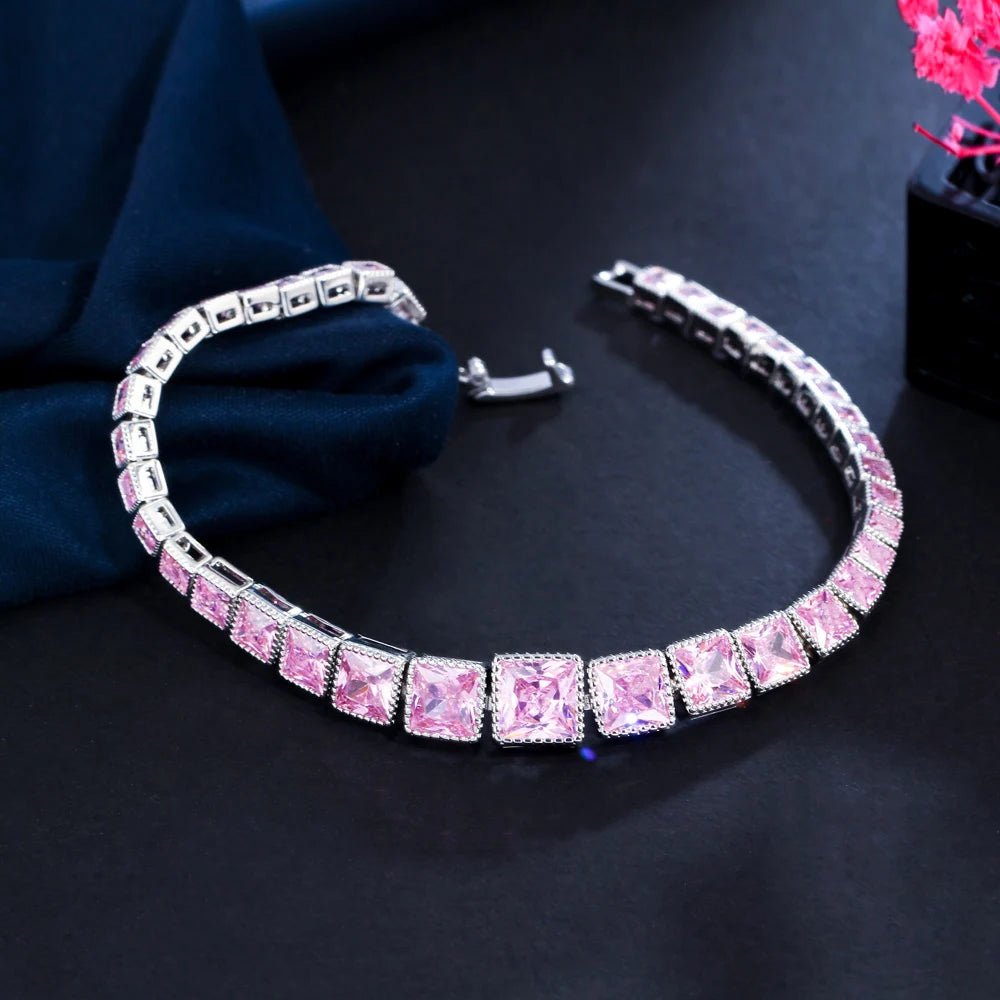 BraceletsClassic Pink Tennis Chain Bracelets CB285 - WS JewelleryBraceletBridal BraceletTennis Bracelet