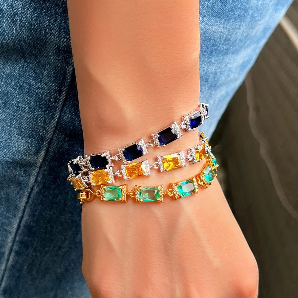BraceletsColorful Rectangle Bracelets CB339 - WS JewelleryBraceletBridal BraceletTennis Bracelet