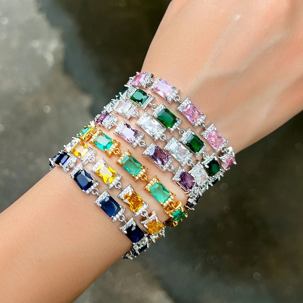 BraceletsColorful Rectangle Bracelets CB339 - WS JewelleryBraceletBridal BraceletTennis Bracelet