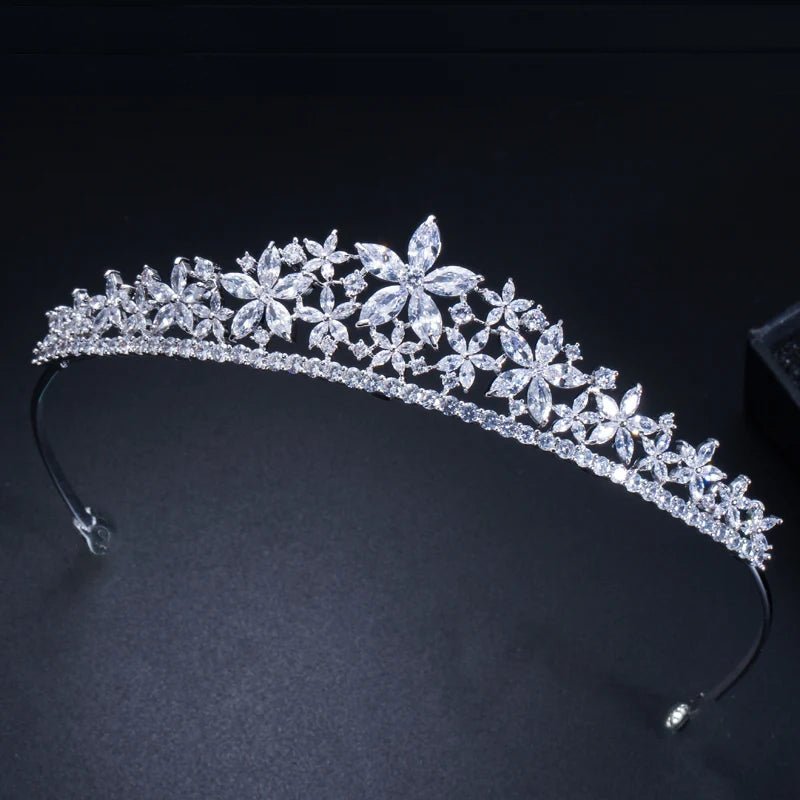 TiarasElegant Marquise-Cut Flower Bridal Tiara A001 - WS JewelleryBridal TiaraHair AccessoriesQueen Tiara