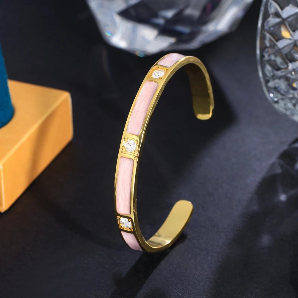 BraceletsEnamel Round Opening Cuff Bangles BG058 - WS Jewellery