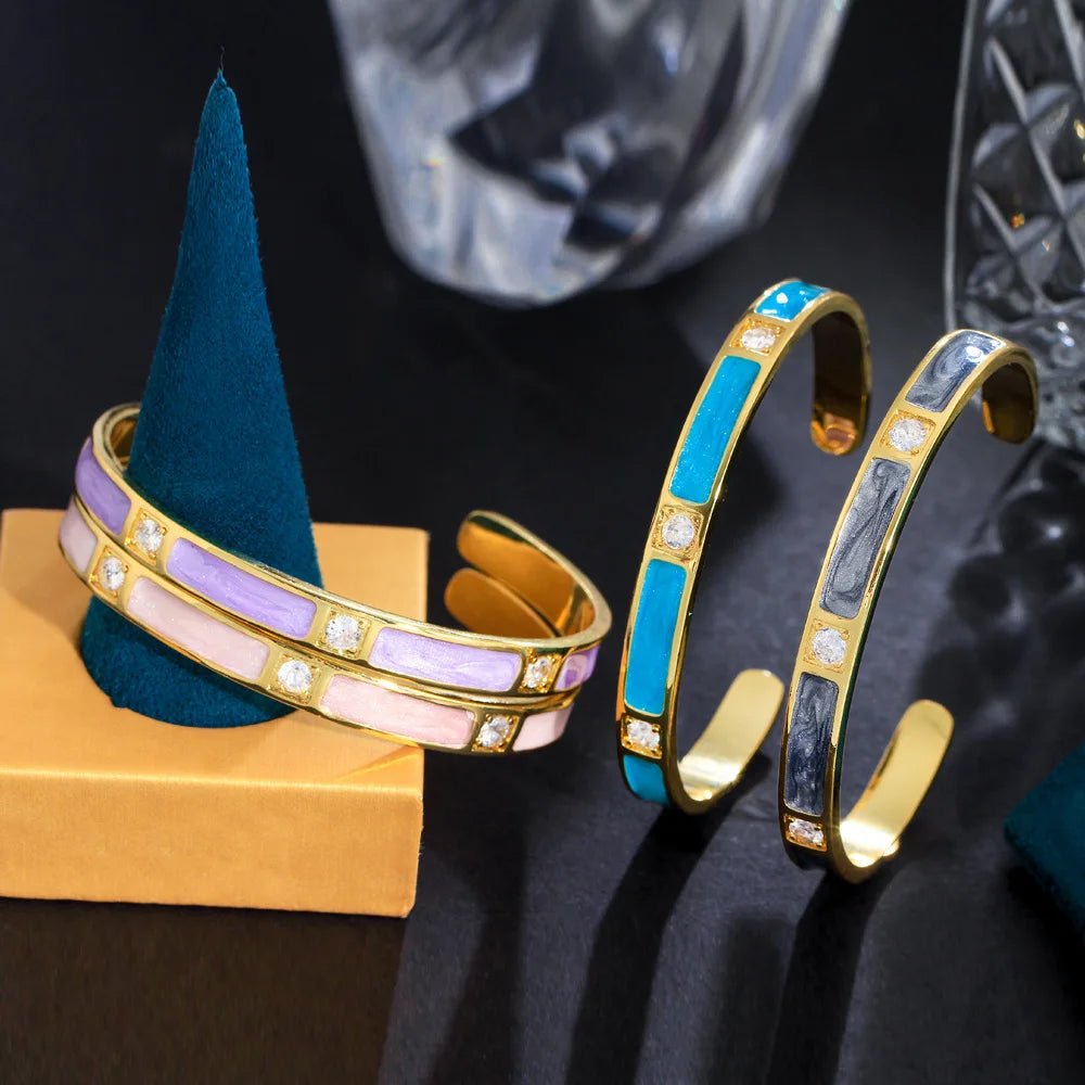 BraceletsEnamel Round Opening Cuff Bangles BG058 - WS Jewellery