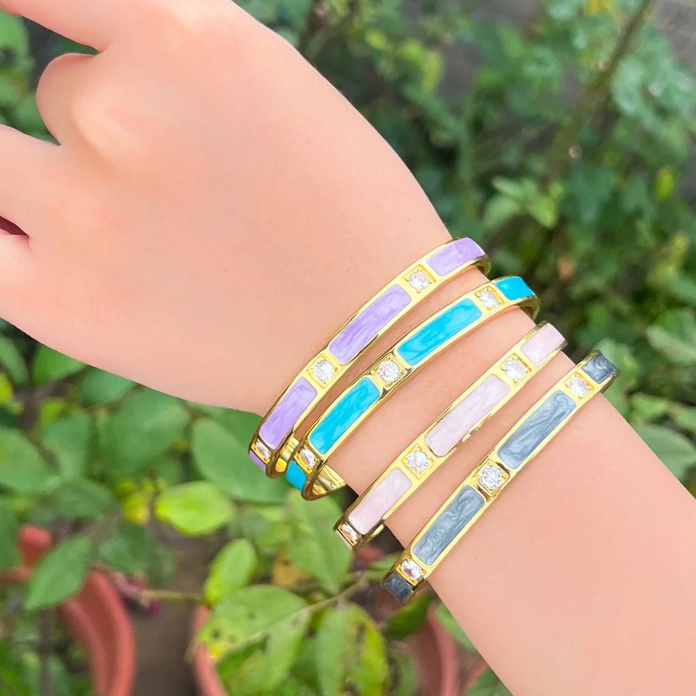 BraceletsEnamel Round Opening Cuff Bangles BG058 - WS Jewellery
