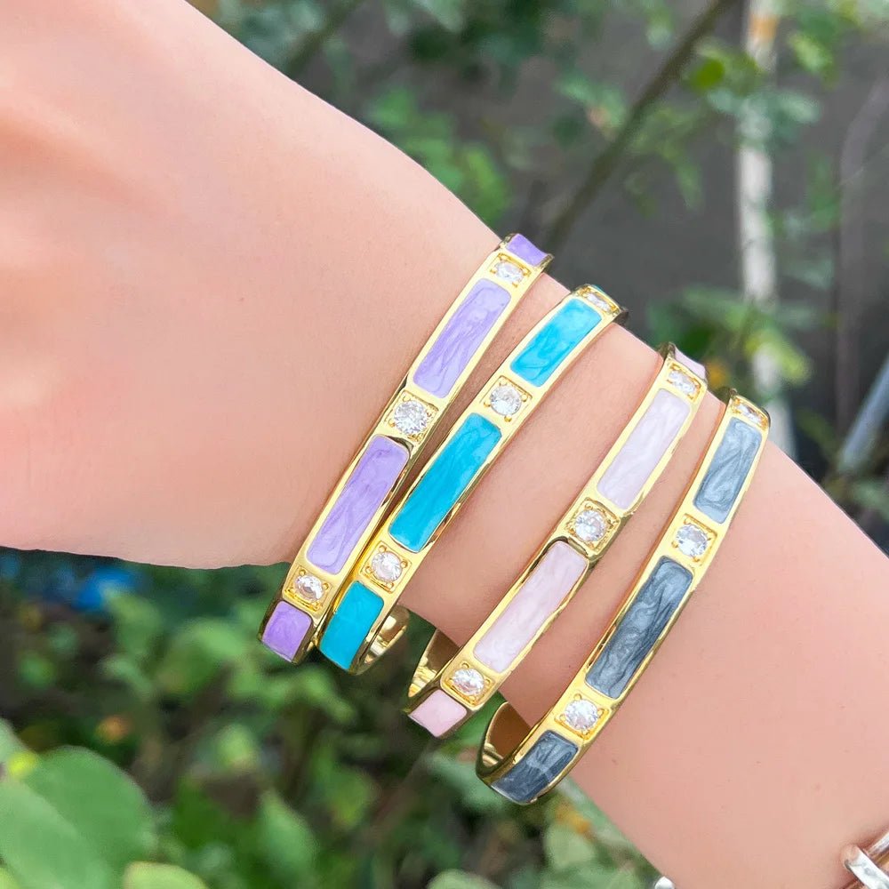 BraceletsEnamel Round Opening Cuff Bangles BG058 - WS Jewellery