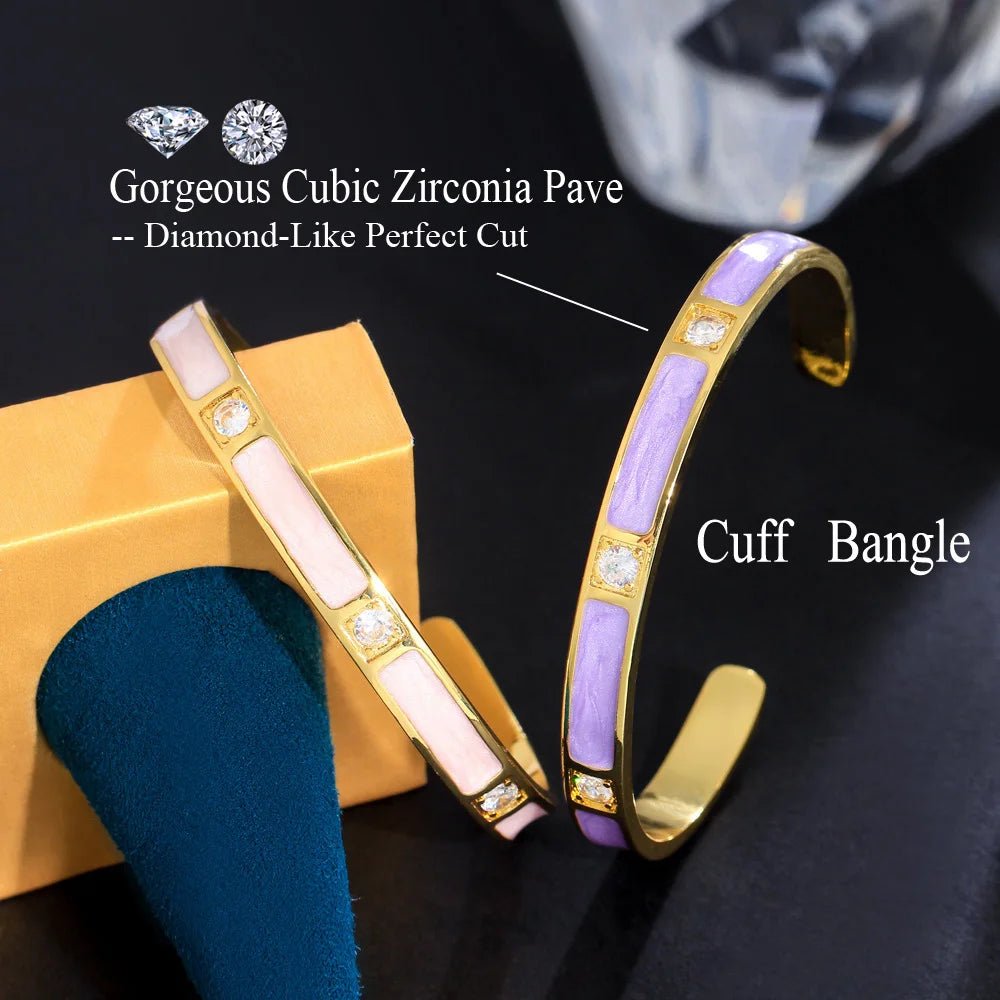 BraceletsEnamel Round Opening Cuff Bangles BG058 - WS Jewellery