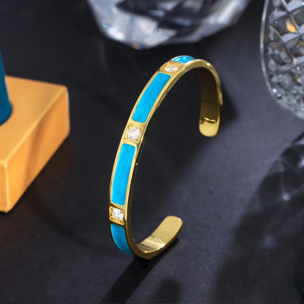 BraceletsEnamel Round Opening Cuff Bangles BG058 - WS Jewellery