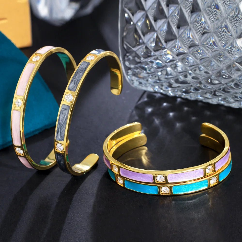 BraceletsEnamel Round Opening Cuff Bangles BG058 - WS Jewellery