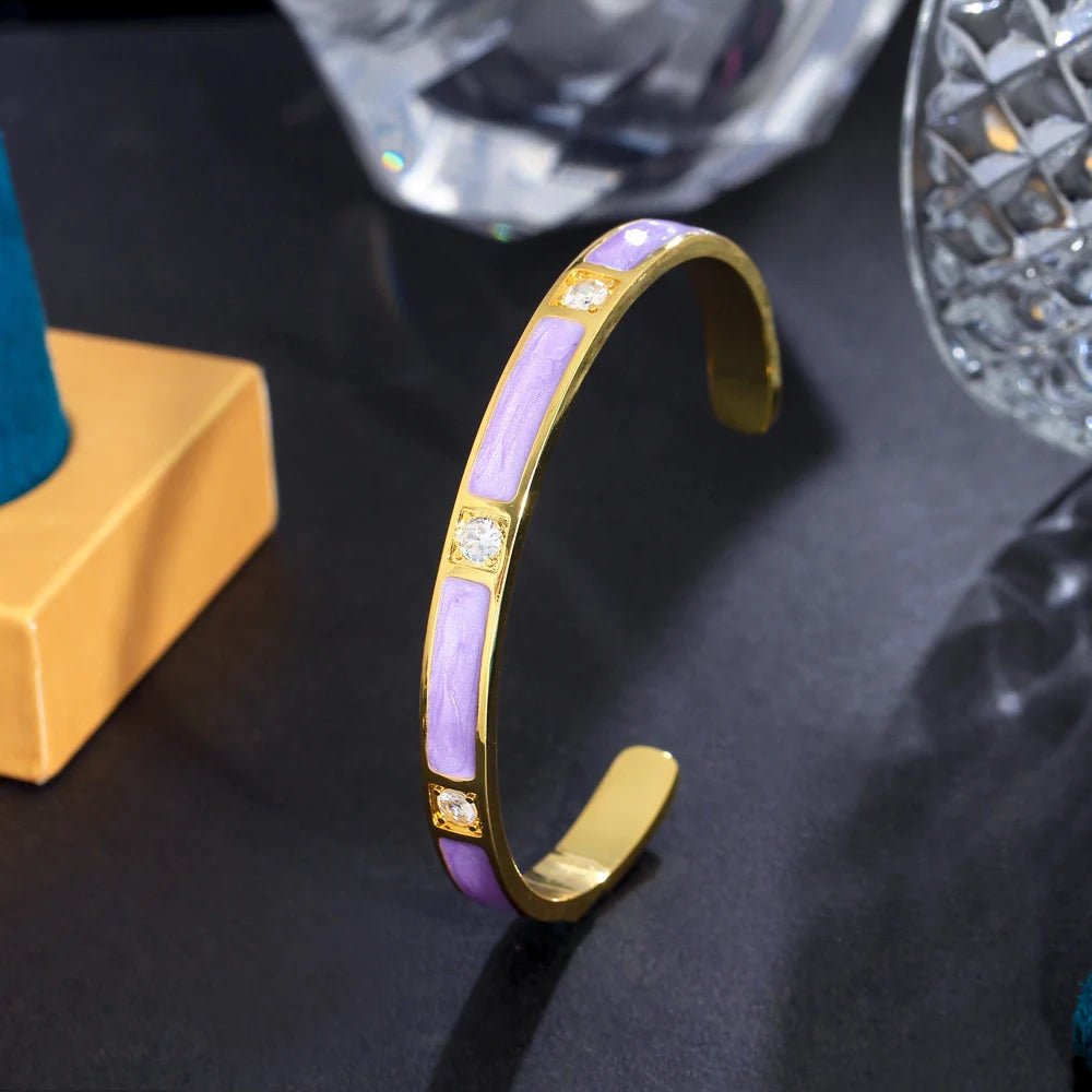 BraceletsEnamel Round Opening Cuff Bangles BG058 - WS Jewellery