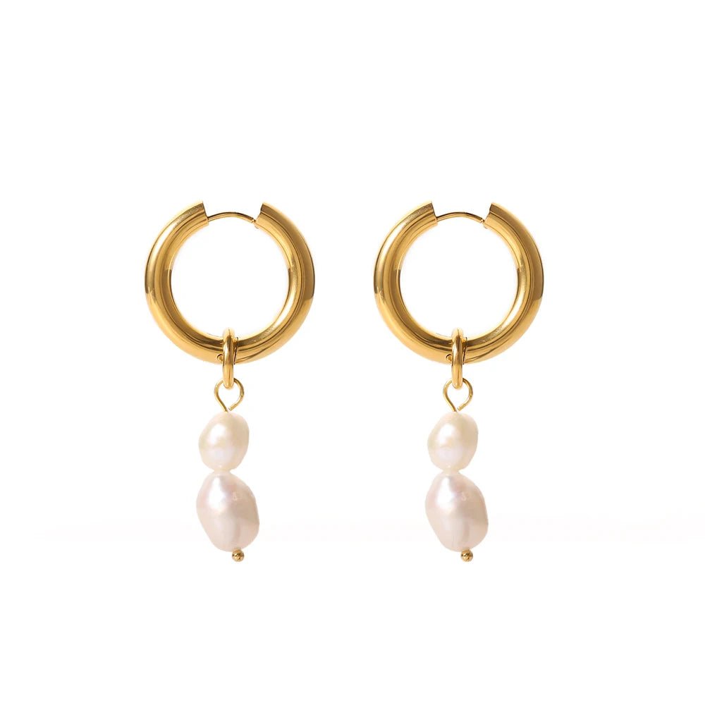 Freshwater Pearl Pendants Stainless Steel Earrings - WS JewelleryStainless Steel
