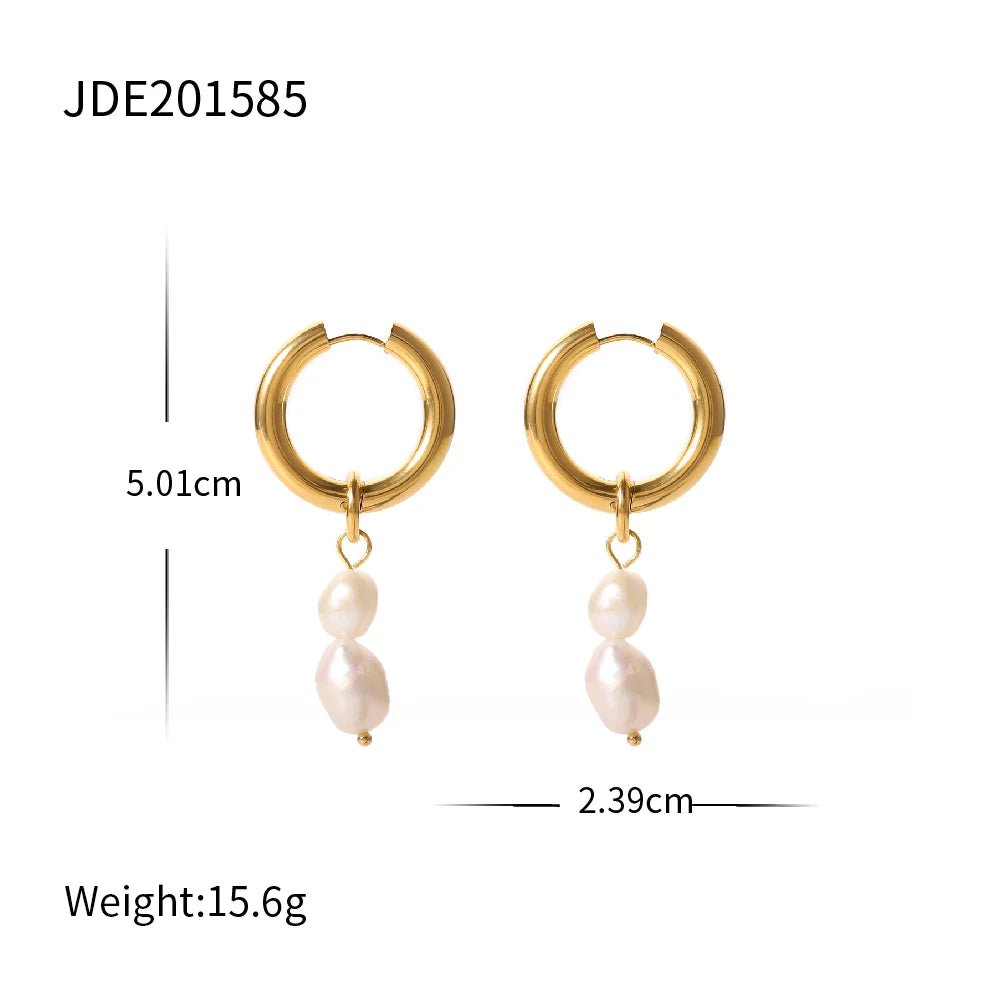 Freshwater Pearl Pendants Stainless Steel Earrings - WS JewelleryStainless Steel