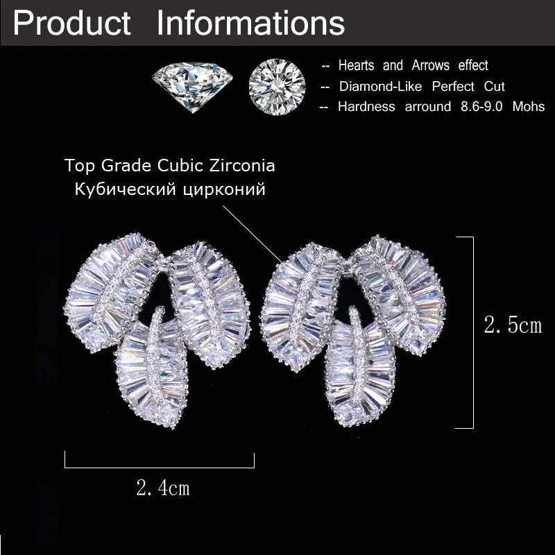 EarringsGeometric Three Leaf Stud Earrings CZ074 - WS JewelleryBridal EarringEarringLuxury Earring