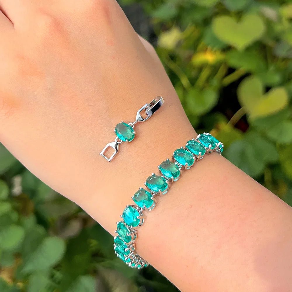 BraceletsGlamorous Oval Round Colorful Bracelets CB348 - WS JewelleryBraceletBridal BraceletTennis Bracelet