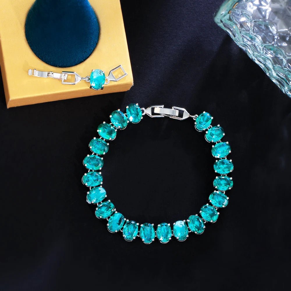 BraceletsGlamorous Oval Round Colorful Bracelets CB348 - WS JewelleryBraceletBridal BraceletTennis Bracelet