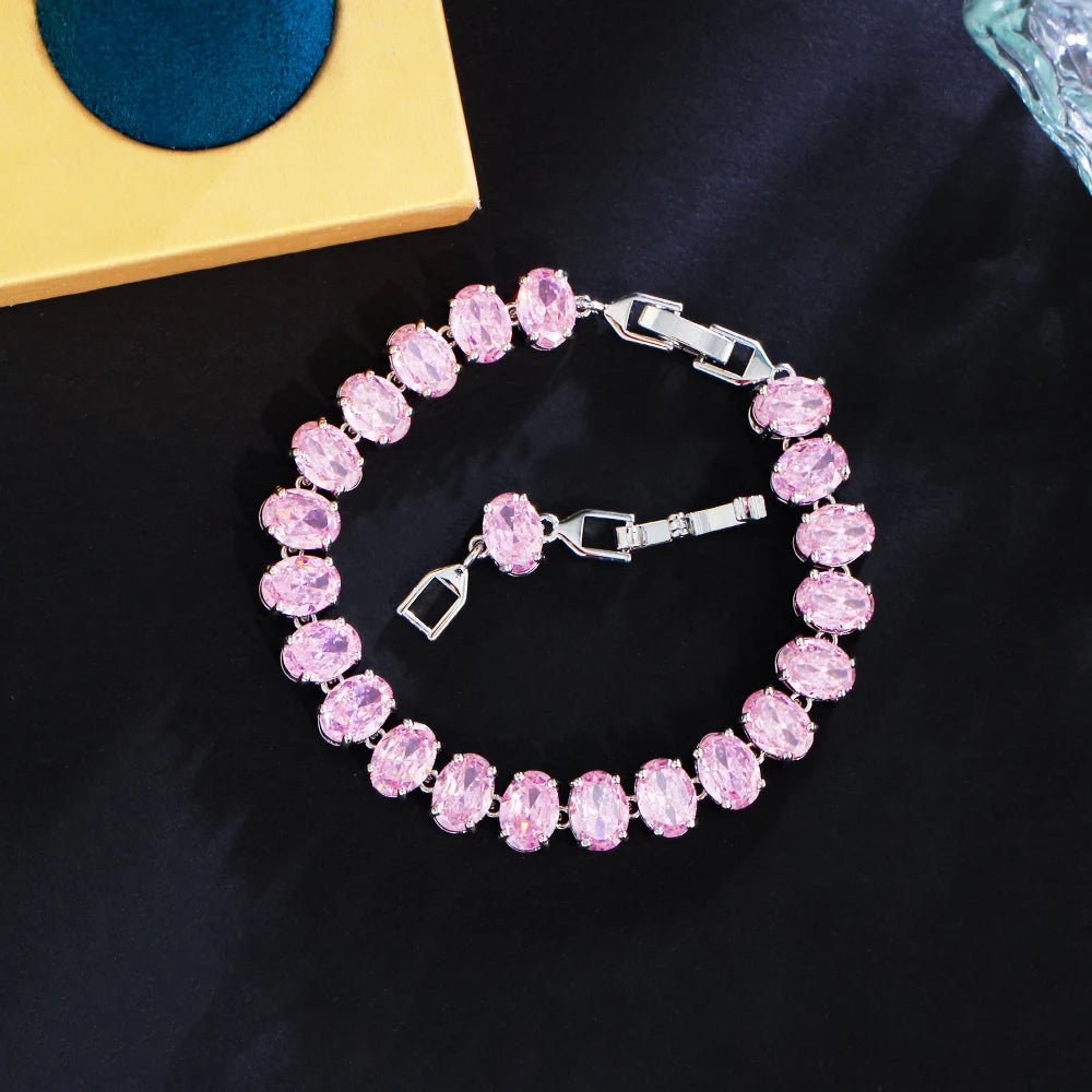 BraceletsGlamorous Oval Round Colorful Bracelets CB348 - WS JewelleryBraceletBridal BraceletTennis Bracelet