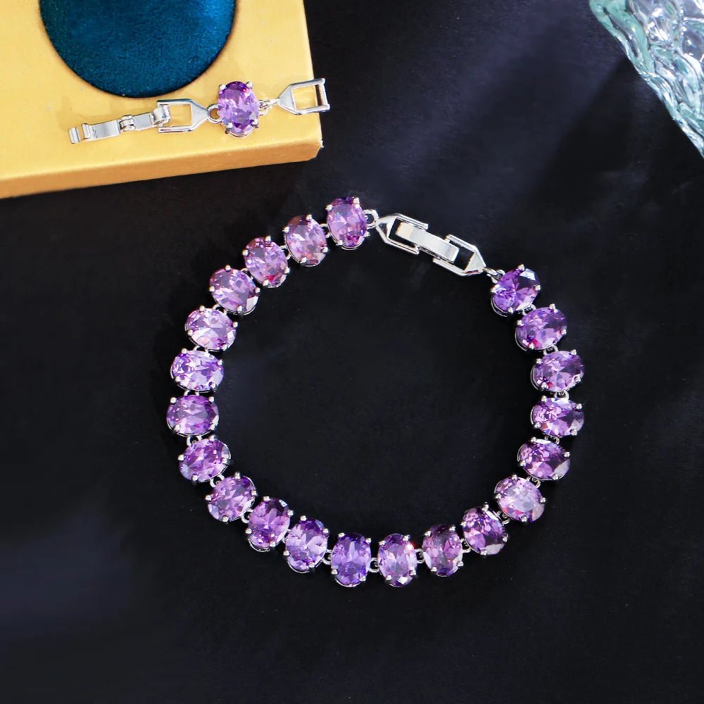 BraceletsGlamorous Oval Round Colorful Bracelets CB348 - WS JewelleryBraceletBridal BraceletTennis Bracelet