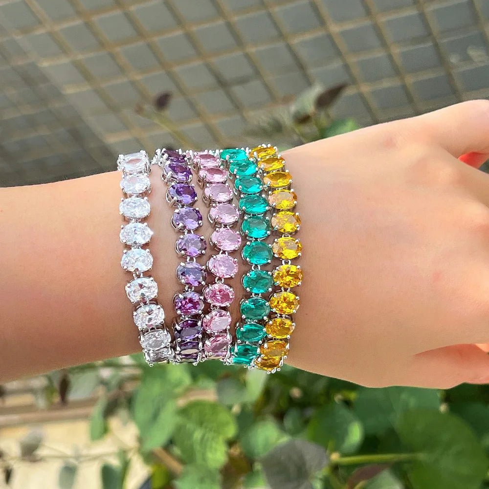 BraceletsGlamorous Oval Round Colorful Bracelets CB348 - WS JewelleryBraceletBridal BraceletTennis Bracelet